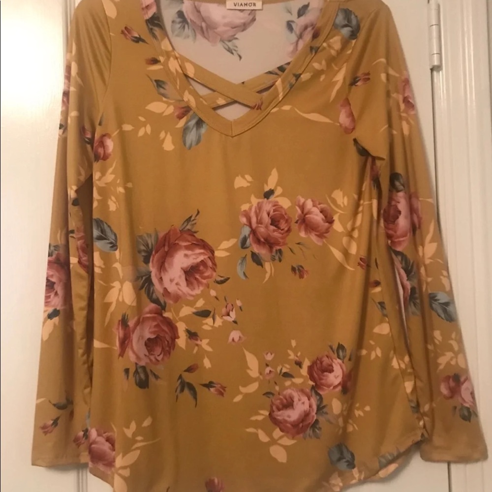 Mustard Floral Top